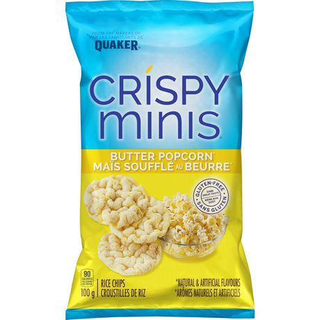 Quaker Crispy Minis Rice Chips Butter Popcorn, 100g/3.5 oz., {Canadian}