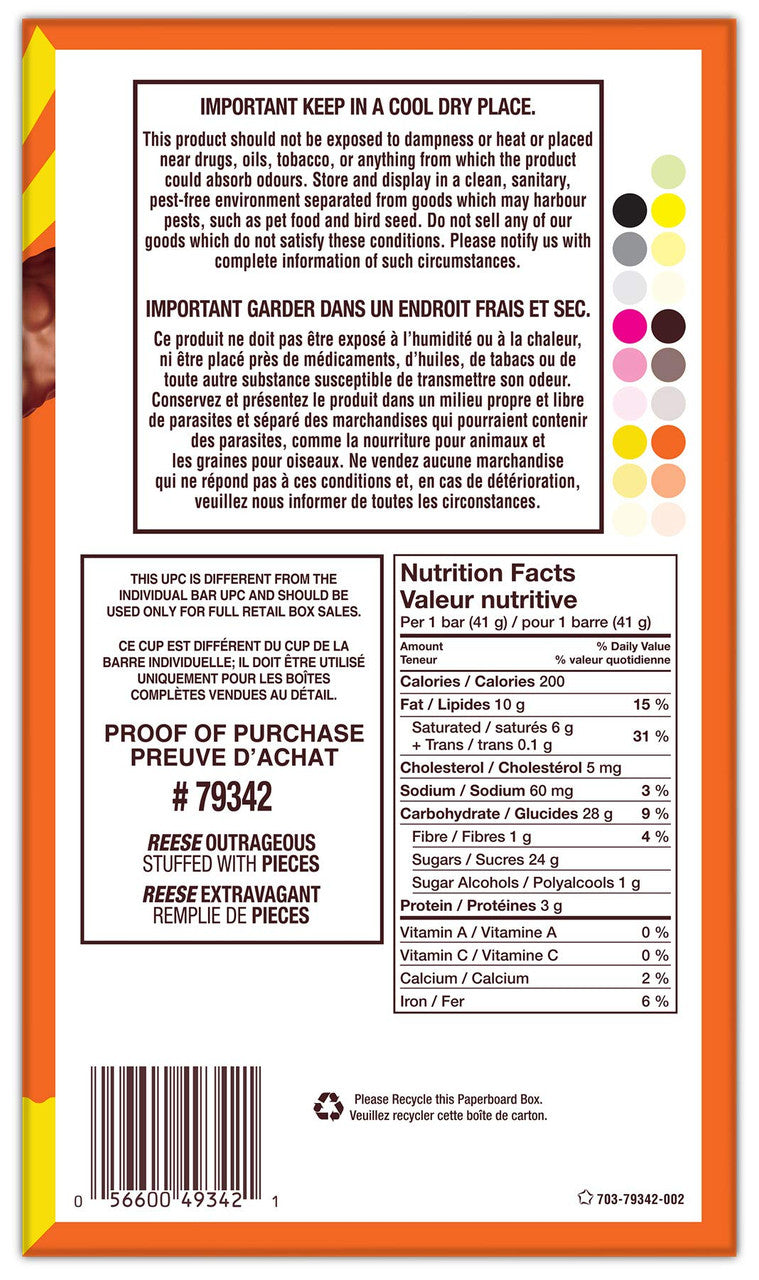 REESE Outrageous! Candy Bar- 41g/1.4oz., Per Bar, (18 Pack) {Imported from Canada}