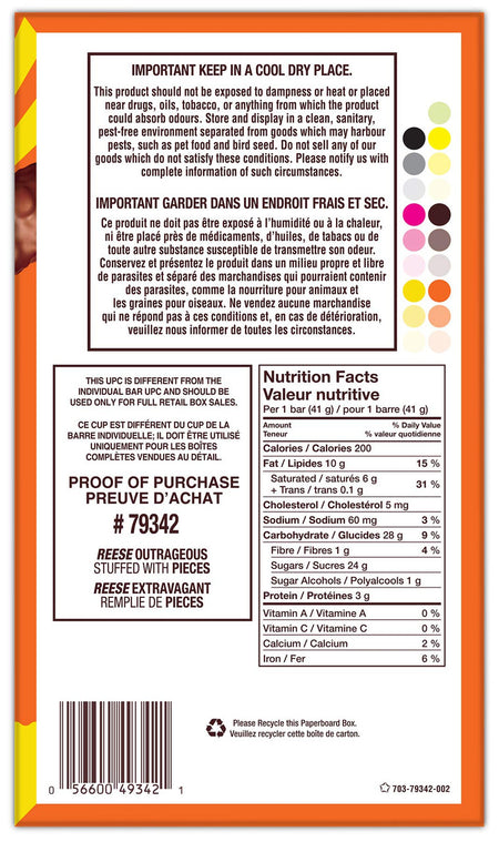 REESE Outrageous! Candy Bar- 41g/1.4oz., Per Bar, (18 Pack) {Imported from Canada}