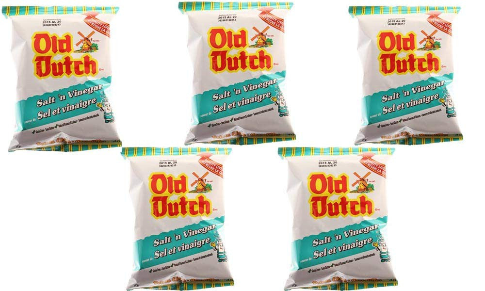 Old Dutch Potato Chips (5 Bags x 40g / 1.4oz) Bundle {Imported from Canada} (Salt & Vinegar)