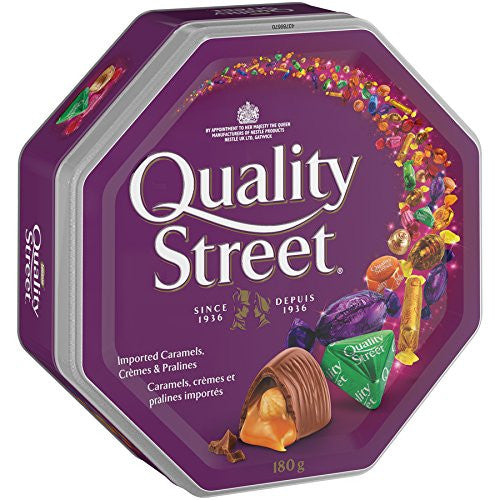 NESTLE QUALITY STREET, Caramels, Cremes & Pralines, Christmas Tin, 180g/6.3oz., {Imported from Canada}