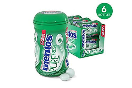 Mentos Pure Fresh Gum, Spearmint, Pack of 6 {Imported from Canada}