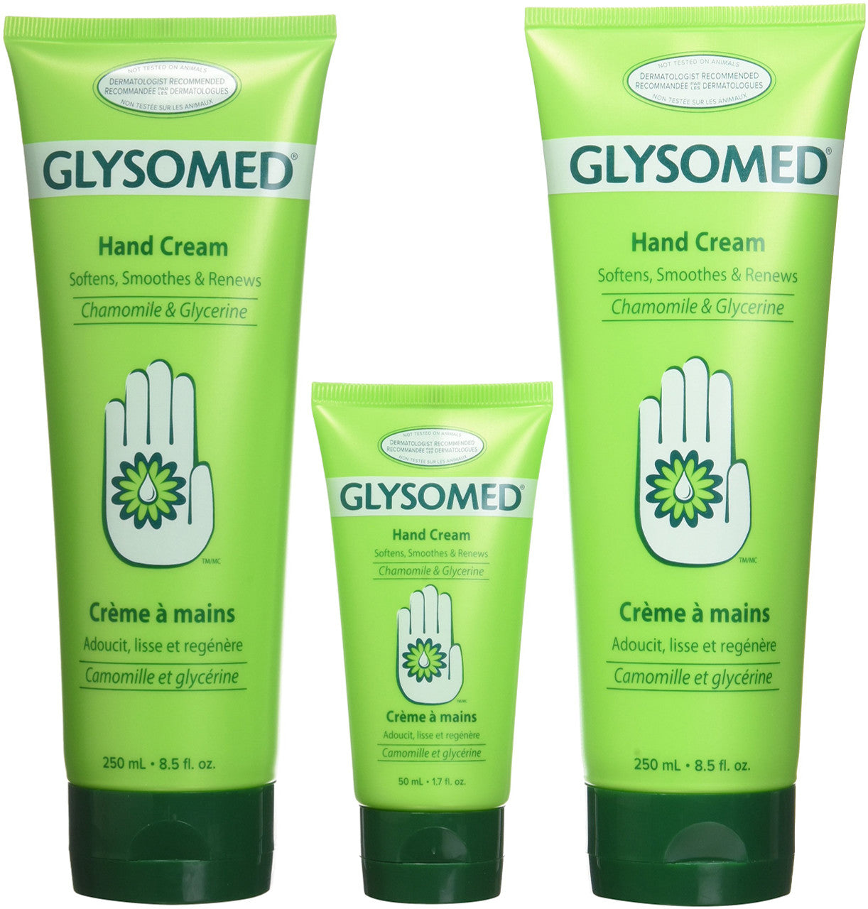 Glysomed Hand Cream Combo 3 Pack (2 X Large Tube 8.5 Fl Oz + 1 X Purse Size 1.7 Fl Oz)