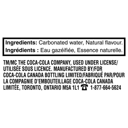 Ingredient label for AHA Sparkling Water Beverage, Pineapple & Passionfruit Flavor, Unsweetened, 12x355ml with contact information on a white background