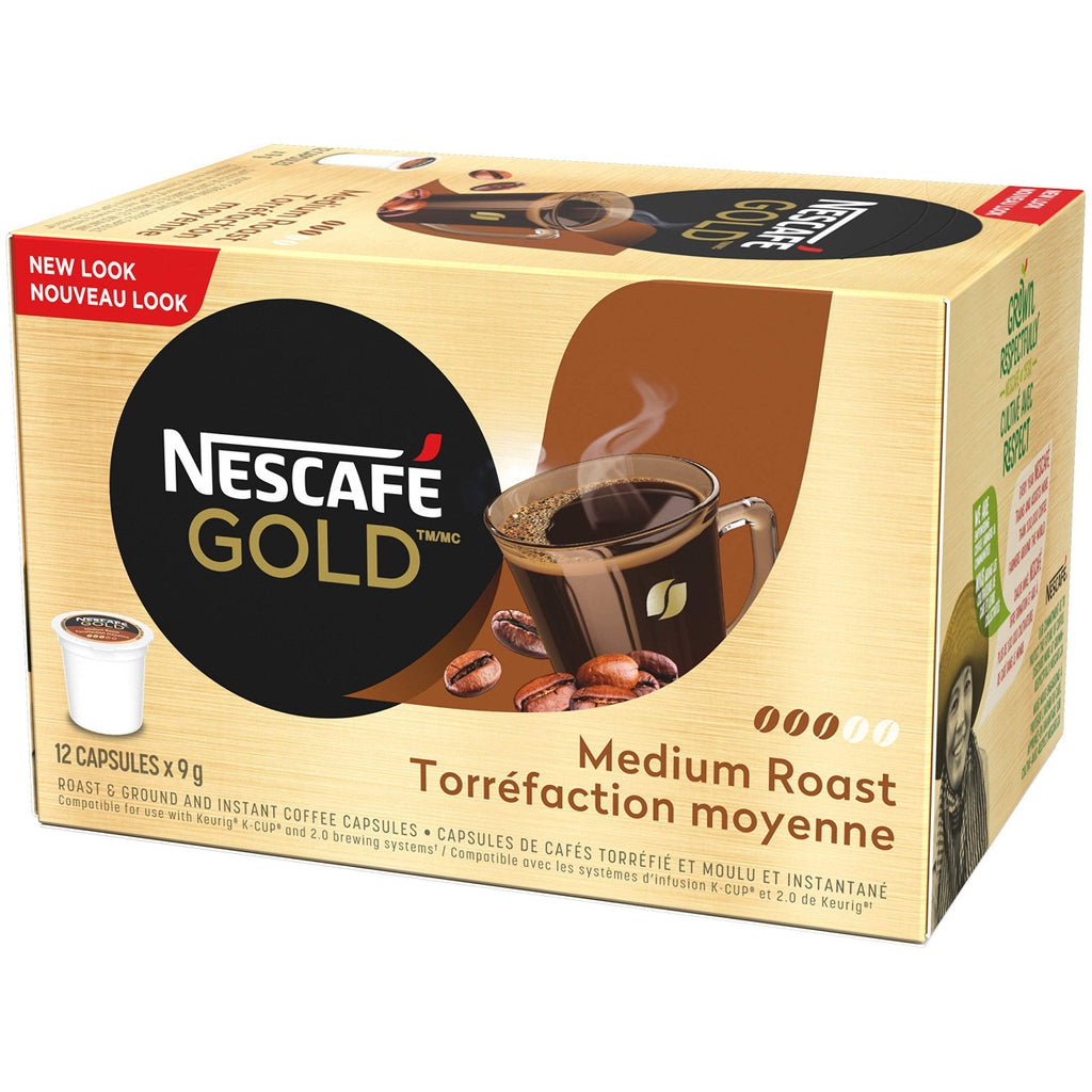 Nescafe Gold Medium Roast Coffee Pods, 12 capsules {Imported from Canada}