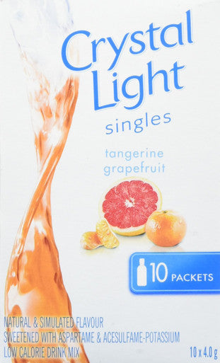 CRYSTAL LIGHT SINGLES Tangerine Grapefruit, 40g 10ct {Imported from Canada}