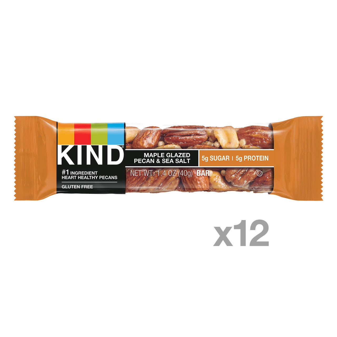 KIND Bars, Maple Glazed Pecan & Sea Salt, Gluten Free, Low Sugar, 40g/1.4oz, 12 pk, {Imported from Canada}