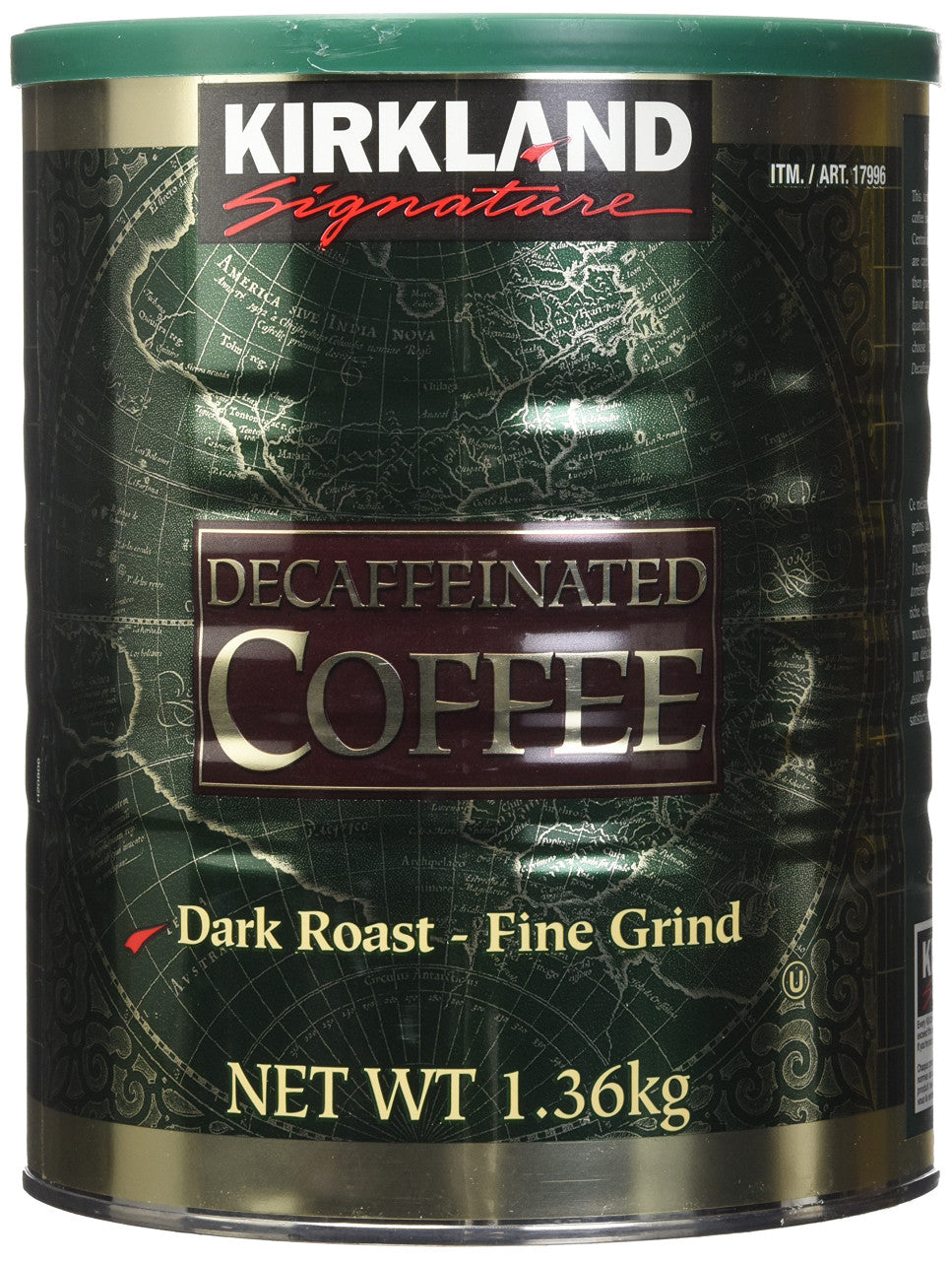 Kirkland Signature Ground Coffee, 1.36kg/3lbs, 100% Decaffeinated