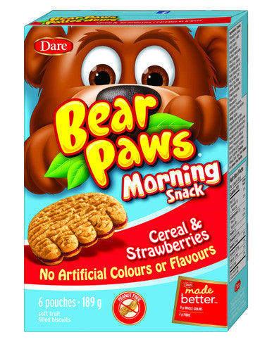 Dare Bear Paws Morning Snack Cereal & Strawberry Cookies, 189g/6.7oz., {Imported from Canada}