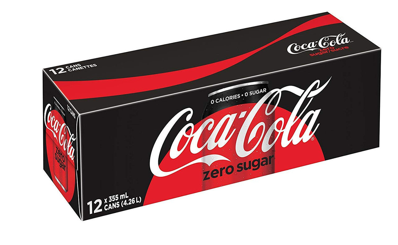 Coca-Cola Zero Sugar, 355mL/12 fl. oz. cans, 12ct, {Imported from Canada}