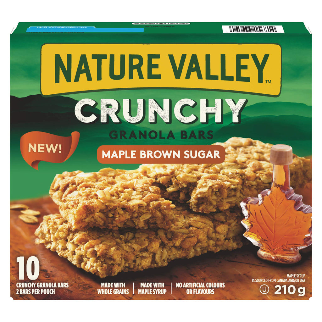 NATURE VALLEY Crunchy Maple Brown Sugar Granola Bars, 10 Count, 210g/7.4 oz., {Imported from Canada}