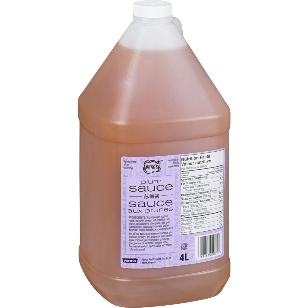 Wing's Plum Sauce 4 L/1.1 Gallon Jug, {Imported from Canada}