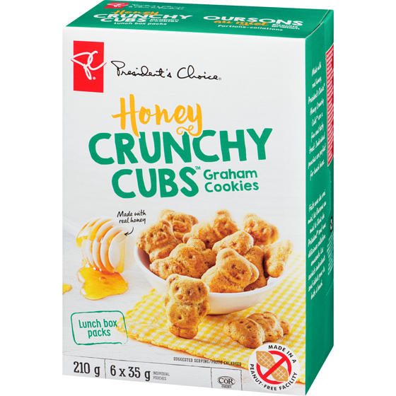 President's Choice Honey Crunchy Cubs Graham Cookies Lunch Box Packs, 210g/7.4oz, {Imported from Canada}