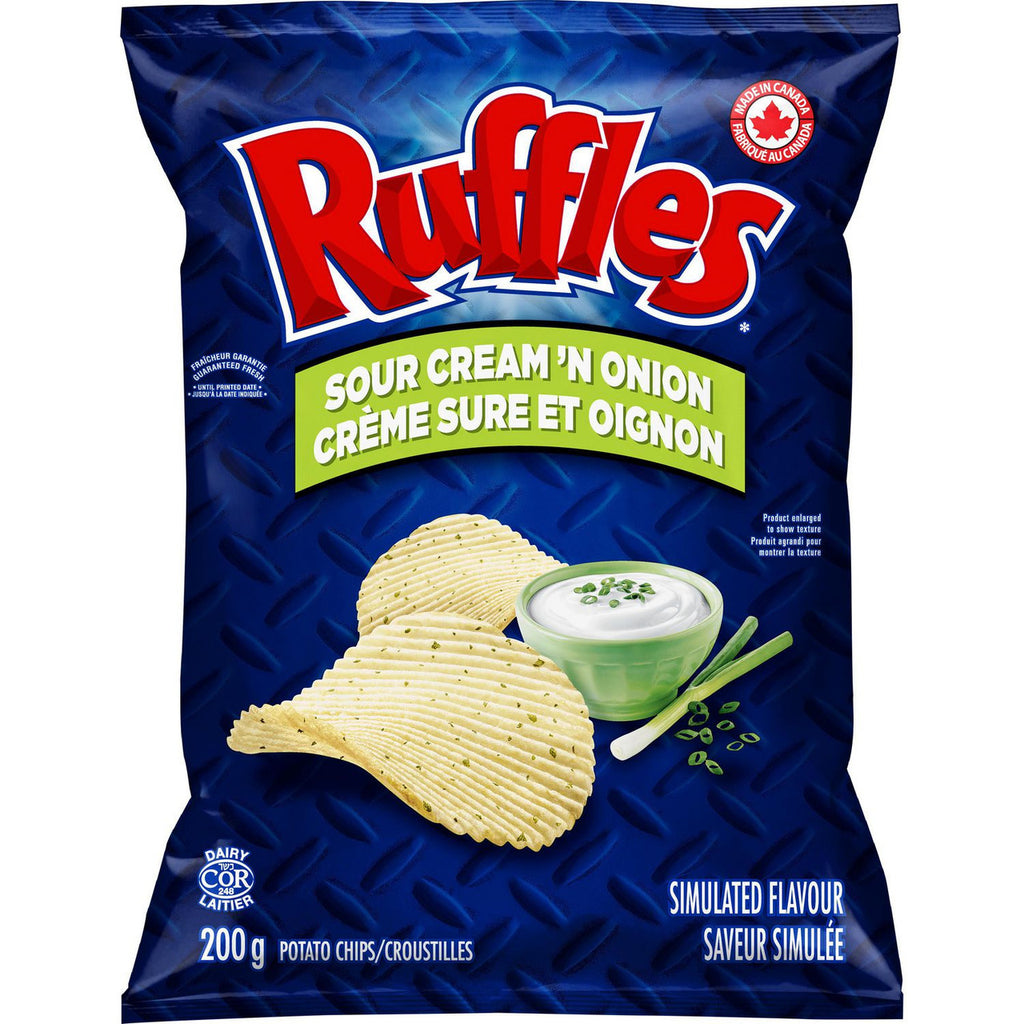 Ruffles Sour Cream 'n Onion Potato Chips (200g/7.1 oz.) {Imported from Canada}