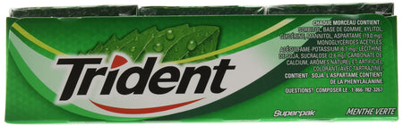 Trident Spearmint Sugar Free Gum, 12ct x 14pcs, (Imported from Canada)