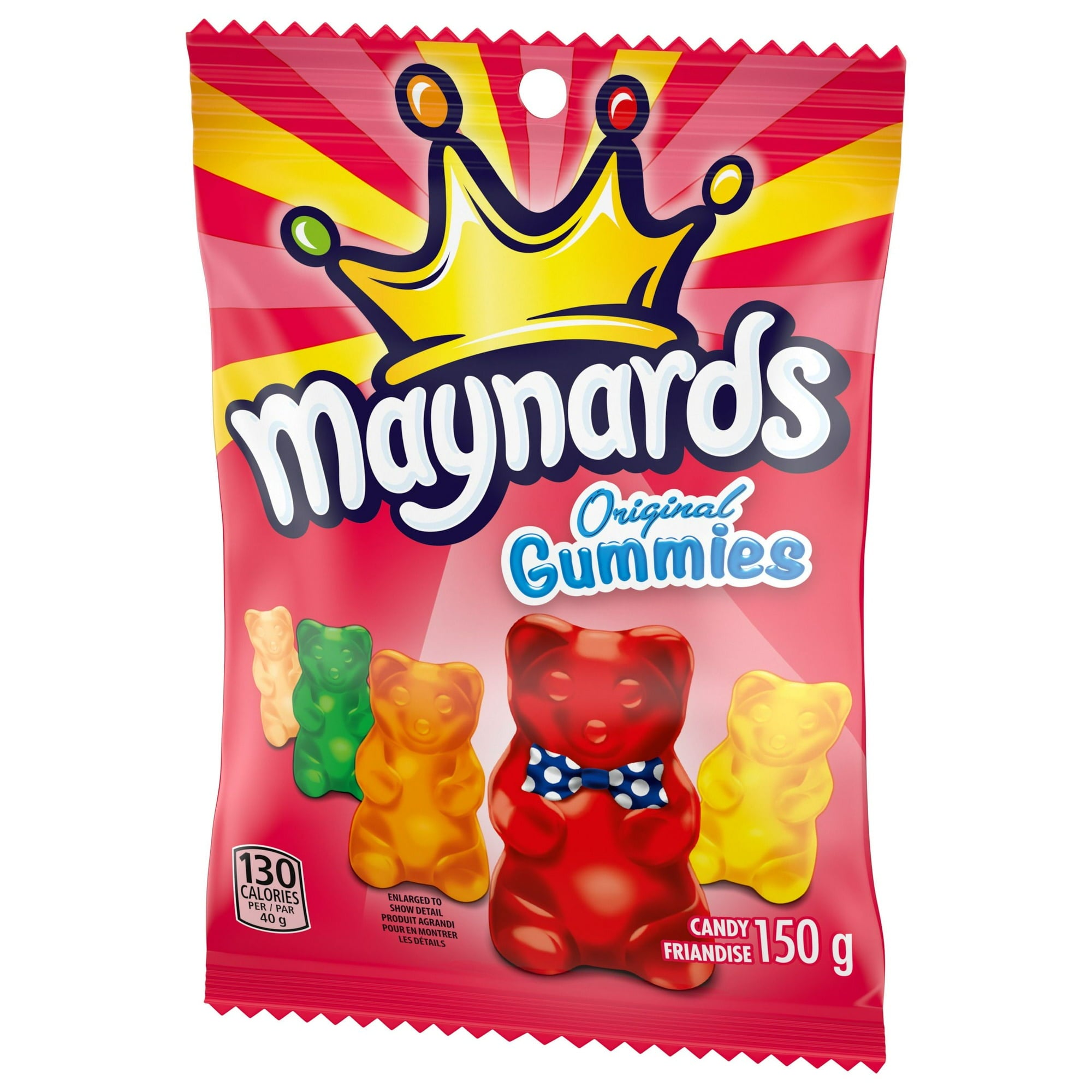 Maynards Original Gummies Candy, 150g/5.2 oz packaging with colorful gummy bears on a red background
