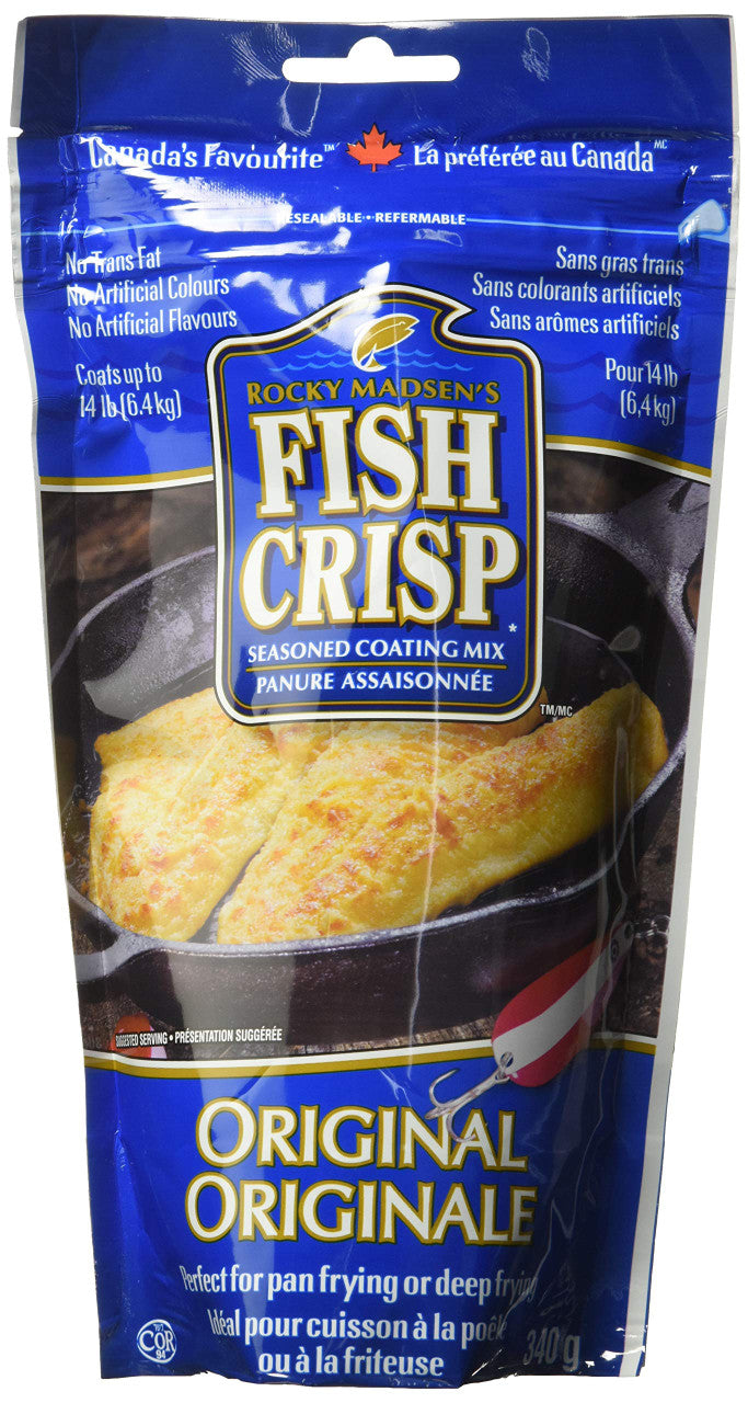 Rocky Madsen's Fish Crisp, Seasoned Coating Mix, Original, 340g/12 oz.,Bag., (6 Pack) {Imported from Canada}