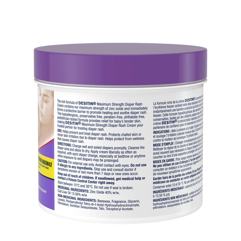 Desitin Diaper Rash Cream for Baby, Zinc Oxide Cream, 454g/16 oz, {Imported from Canada}