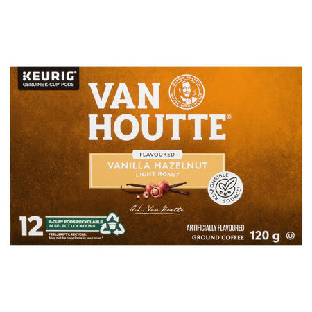 Van Houtte Vanilla Hazelnut Coffee, Light Roast, Keurig 12ct, {Imported from Canada}