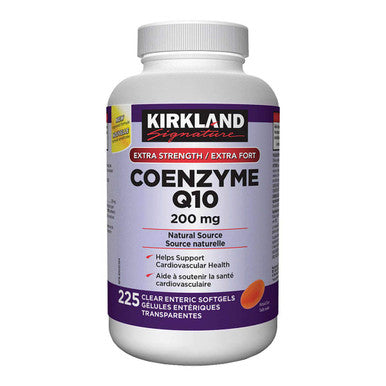 Kirkland Coenzyme Q10 200 mg, 225 Clear Enteric Softgels {Imported from Canada}