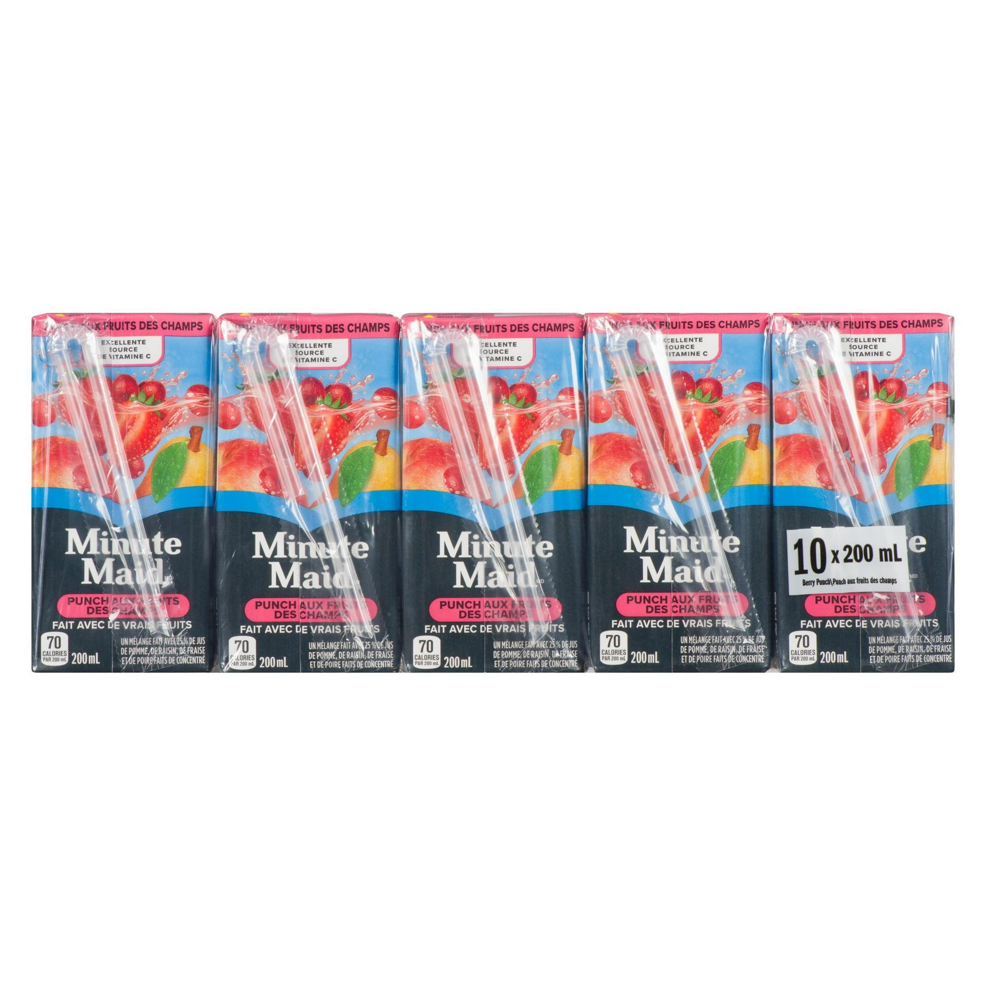 Minute Maid Berry Punch Juice Boxes Perfect for On-The-Go, 10x200ml, 2L/67.6 fl. oz - Back Of Package