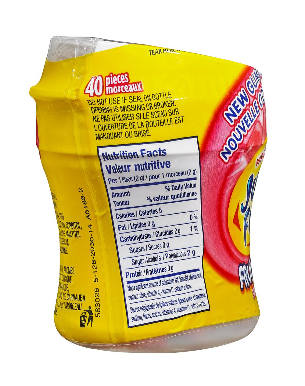 Juicy Fruit Sugar-Free Gum, Fruity Chews, Strawberry, 6x40ct, 240 Pieces {Imported from Canada}