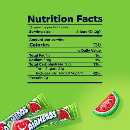 Airheads Candy Individually Wrapped Bars, Watermelon, 0.55 Ounce (Pack of 36)