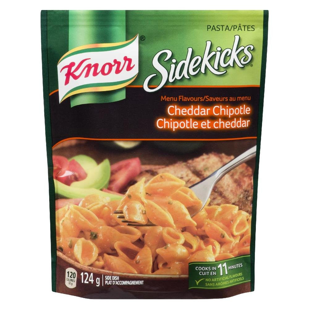 Knorr Side Kicks Cheddar Chiptole Pasta, 124g/4.4 oz., per pack, (Pack of 8) {Imported from Canada}