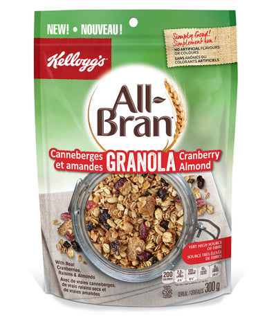 Kellogg's All-Bran Granola, Cranberry Almond, 300g/10.6oz, (Imported from Canada)