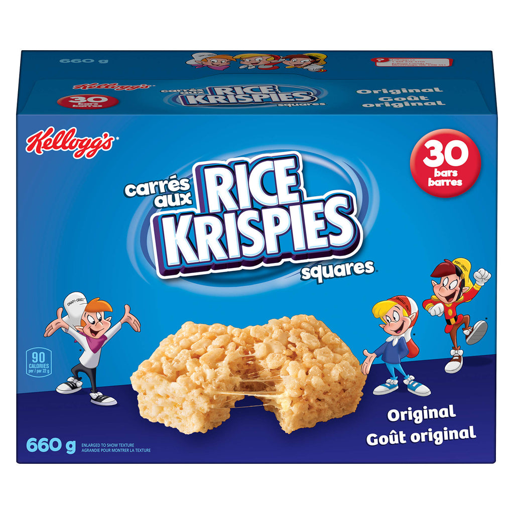 Kellogg's Rice Krispies Square Bars 660g Jumbo Pack-Original, 30 Cereal Bars {Imported from Canada}