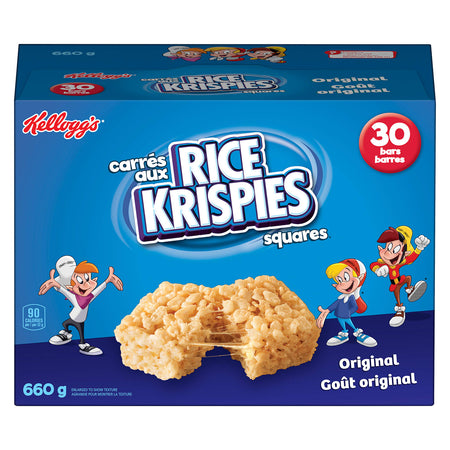 Kellogg's Rice Krispies Square Bars 660g Jumbo Pack-Original, 30 Cereal Bars {Imported from Canada}