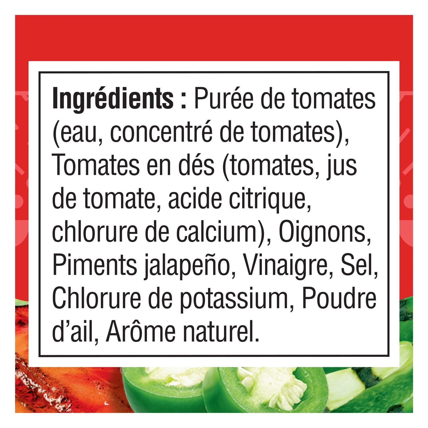 Tostitos Hot Salsa Dip, 418ml/14.1oz - French Ingredients Label