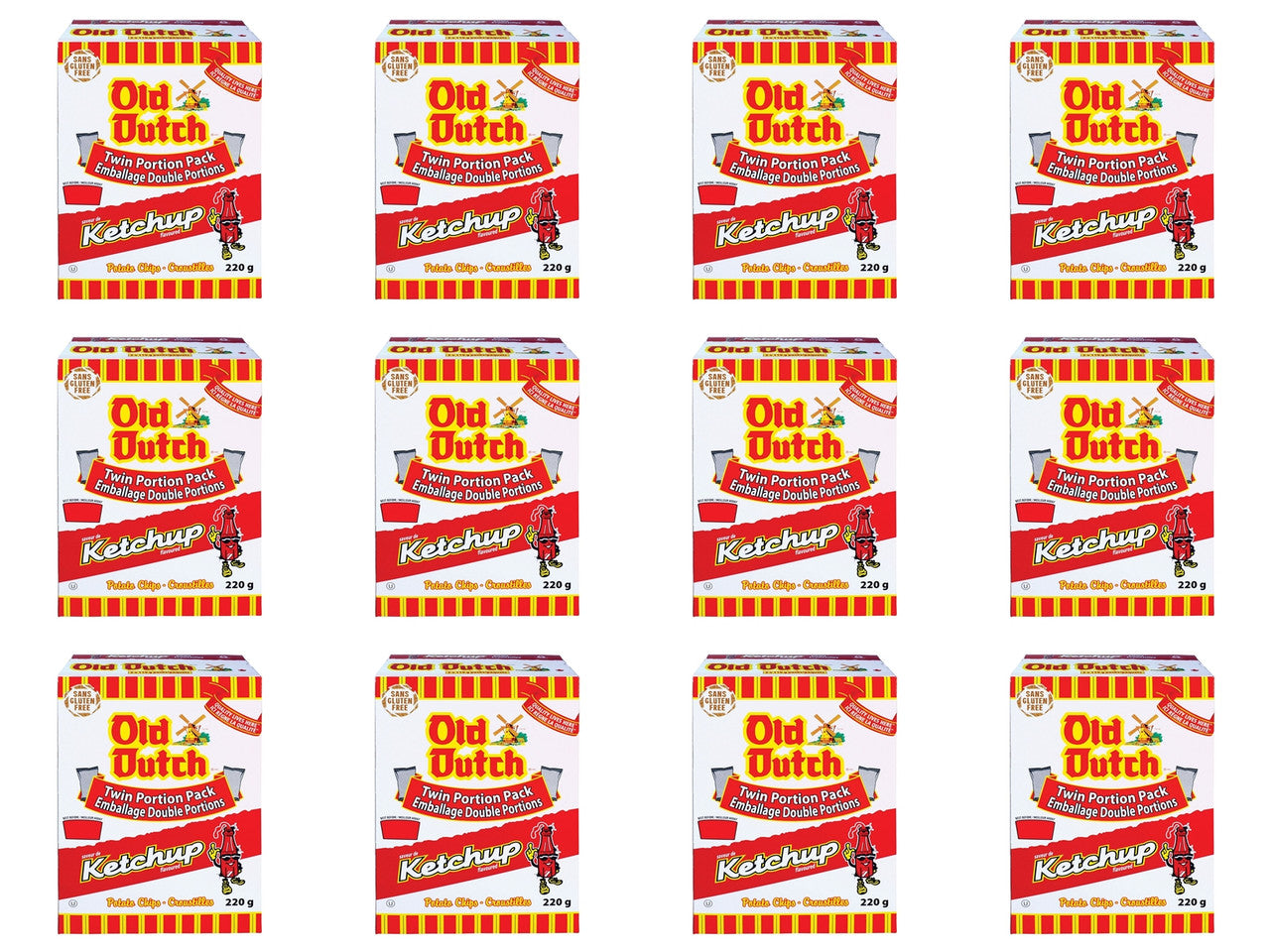 Old Dutch Ketchup Chips, 220g/7.8oz., Box, (12 pack) (Imported from Canada)