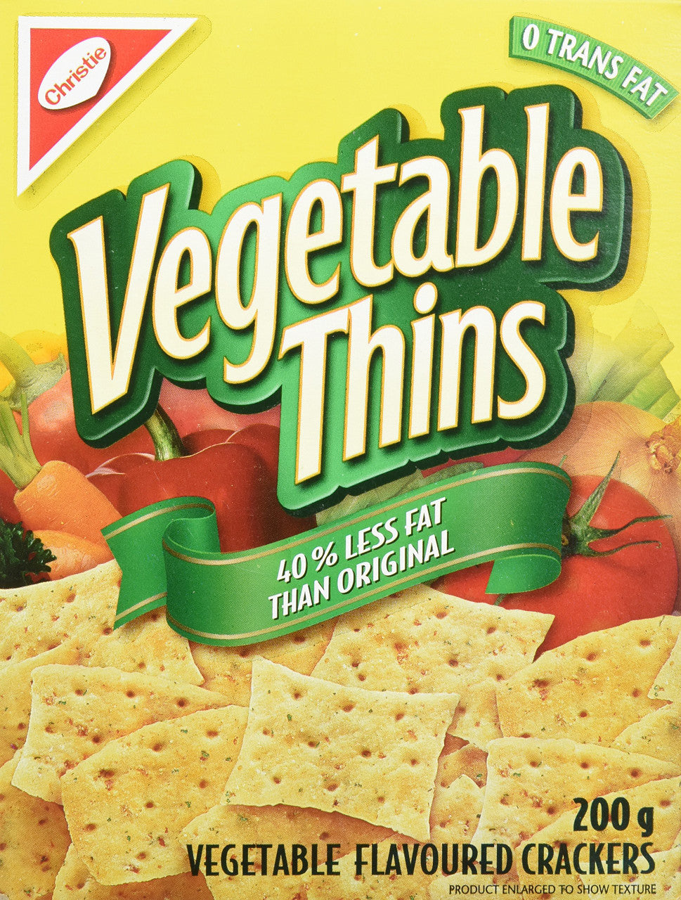 Christie Vegetable Thins, 40% Less Fat, Crackers, 200g/7oz., (3 Pack) {Imported from Canada}