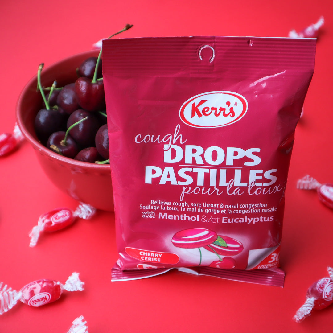 Kerr's Cherry Cough Drops with Menthol & Eucalyptus, 30 Lozenges