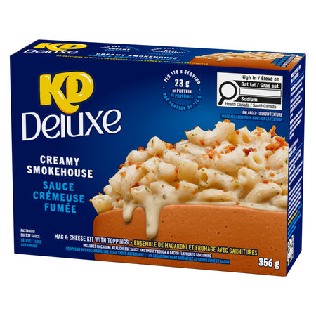 KD Deluxe Creamy Smokehouse Sauce mac and cheese kit packaging on a white background