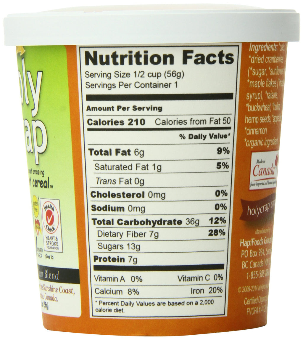 Holy Crap Plus Oats Cereal Cup, 2 Ounce (Pack of 12) {Imported from Canada}