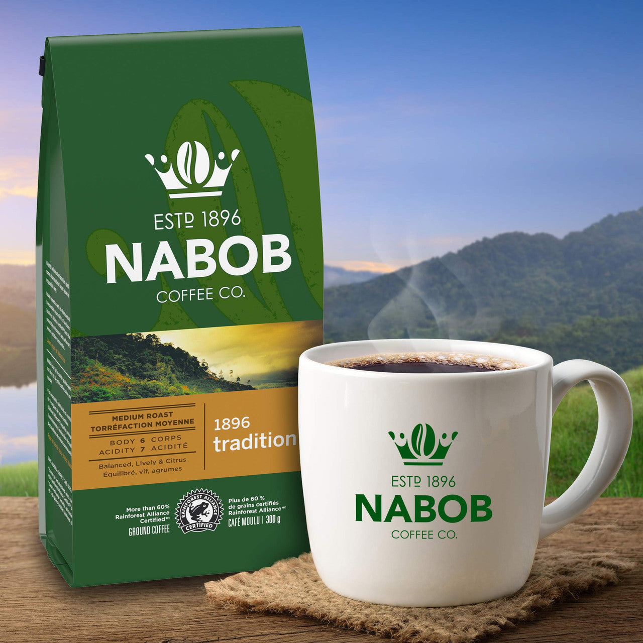 Nabob 1896 Tradition Ground Coffee, 300g/10.6 oz. (Pack of 6) {Imported from Canada}
