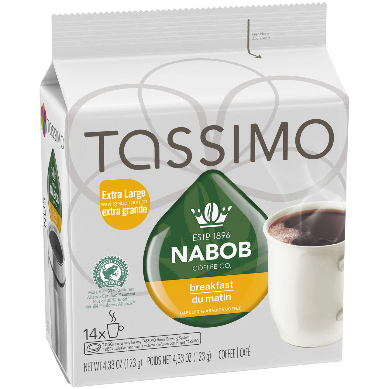Tassimo Nabob Breakfast Blend Coffee, 70 T-Discs (5 Boxes of 14 T-Discs) {Imported from Canada}