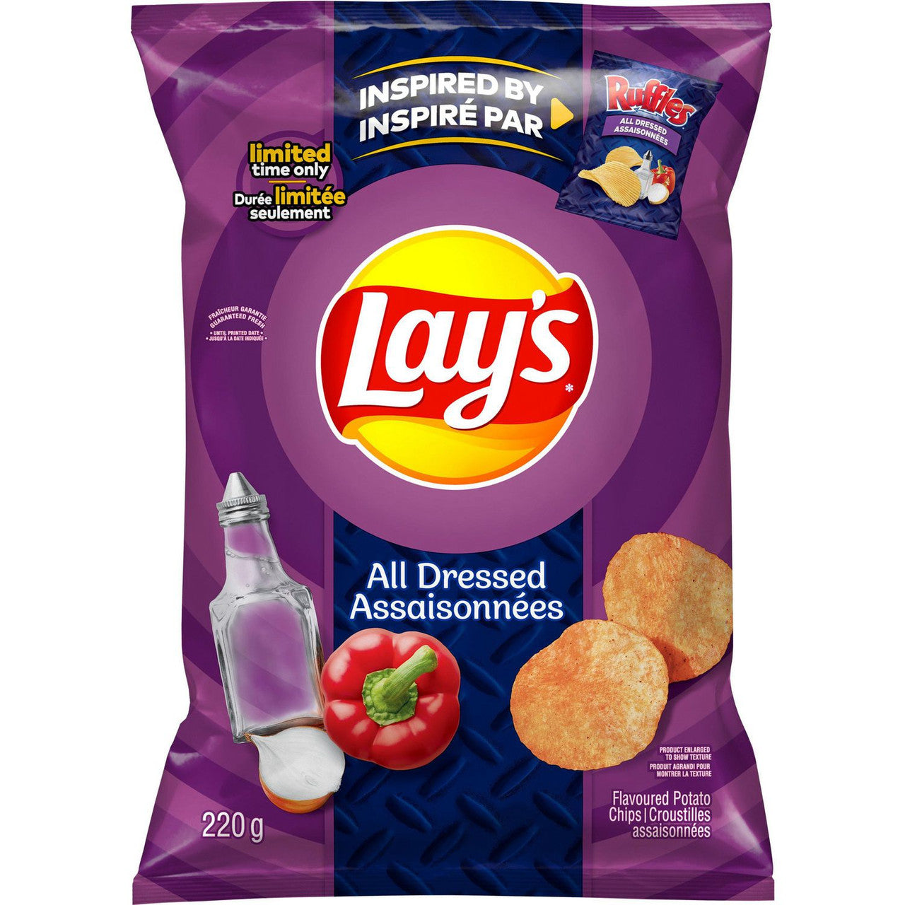 Lay's All Dressed Flavoured Potato Chips, Limited Time, 220g/7.8 oz., Bag {Imported from Canada}