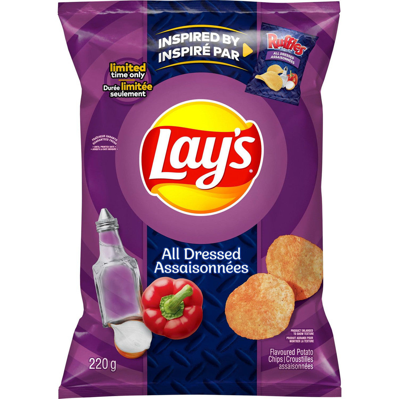 Lay's All Dressed Flavoured Potato Chips, 220g/7.8 oz