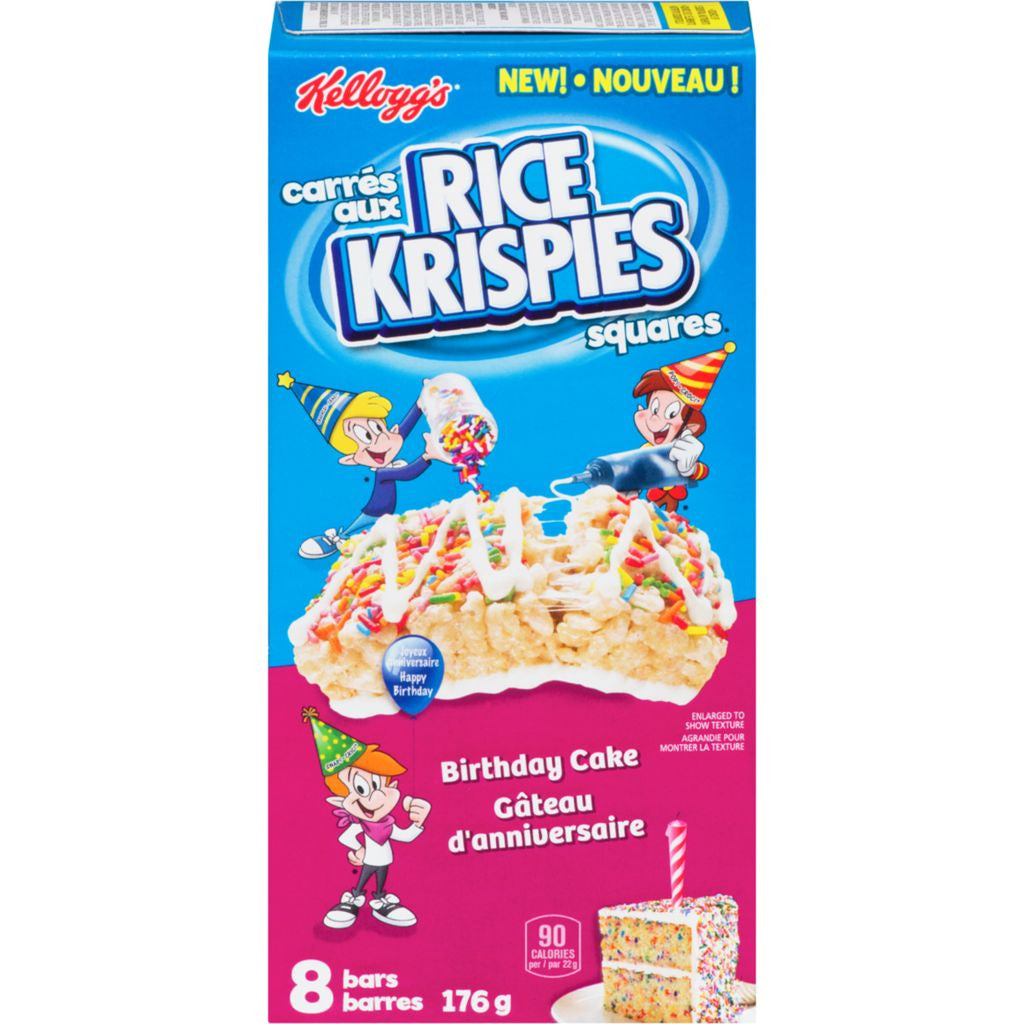 KELLOGG'S Rice Krispies Birthday Cake Bars (8ct) 176g/6.2 oz {Imported from Canada}