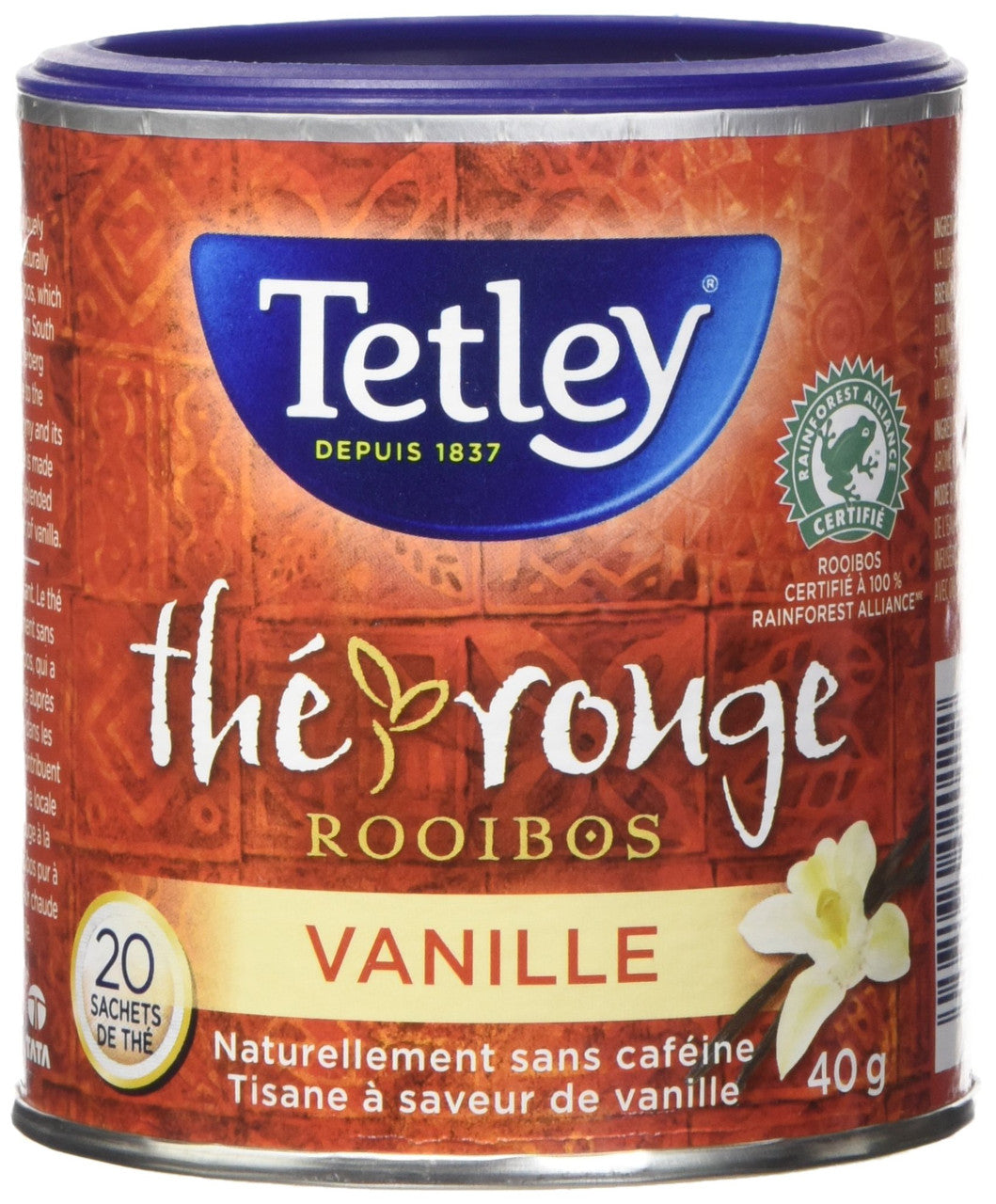 Tetley Tea Rooibos Vanilla (Red-Tea), 20 Tea Bags, 40g/1.41oz, (Imported from Canada)