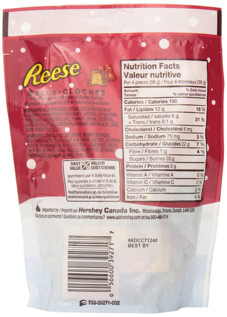 Reese Holiday Peanut Butter Candy Bells, 161-Gram, {Imported from Canada}