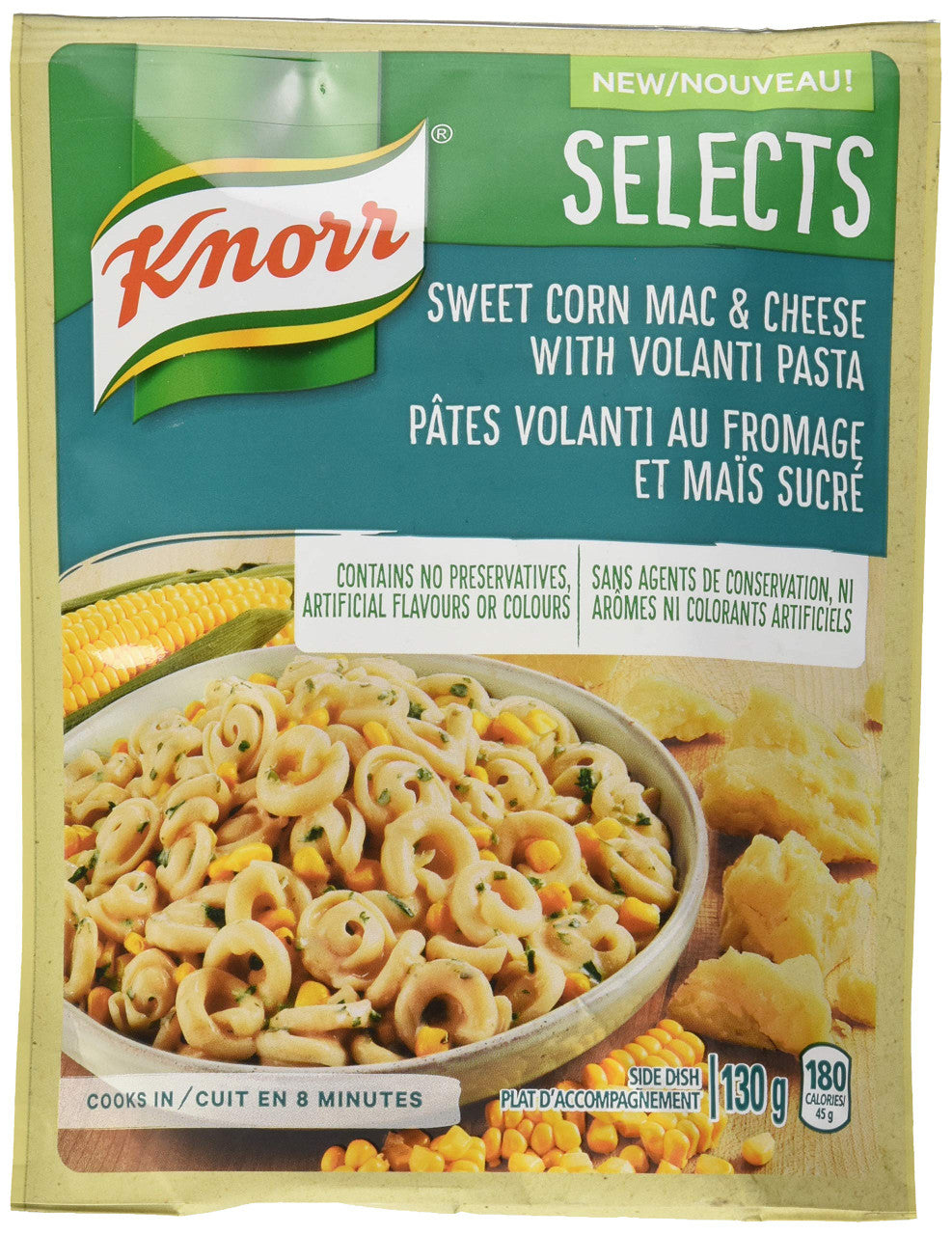 Knorr Selects Sweet Corn Mac & Cheese with Volanti Pasta, 130g/4.6 oz., {Imported from Canada}