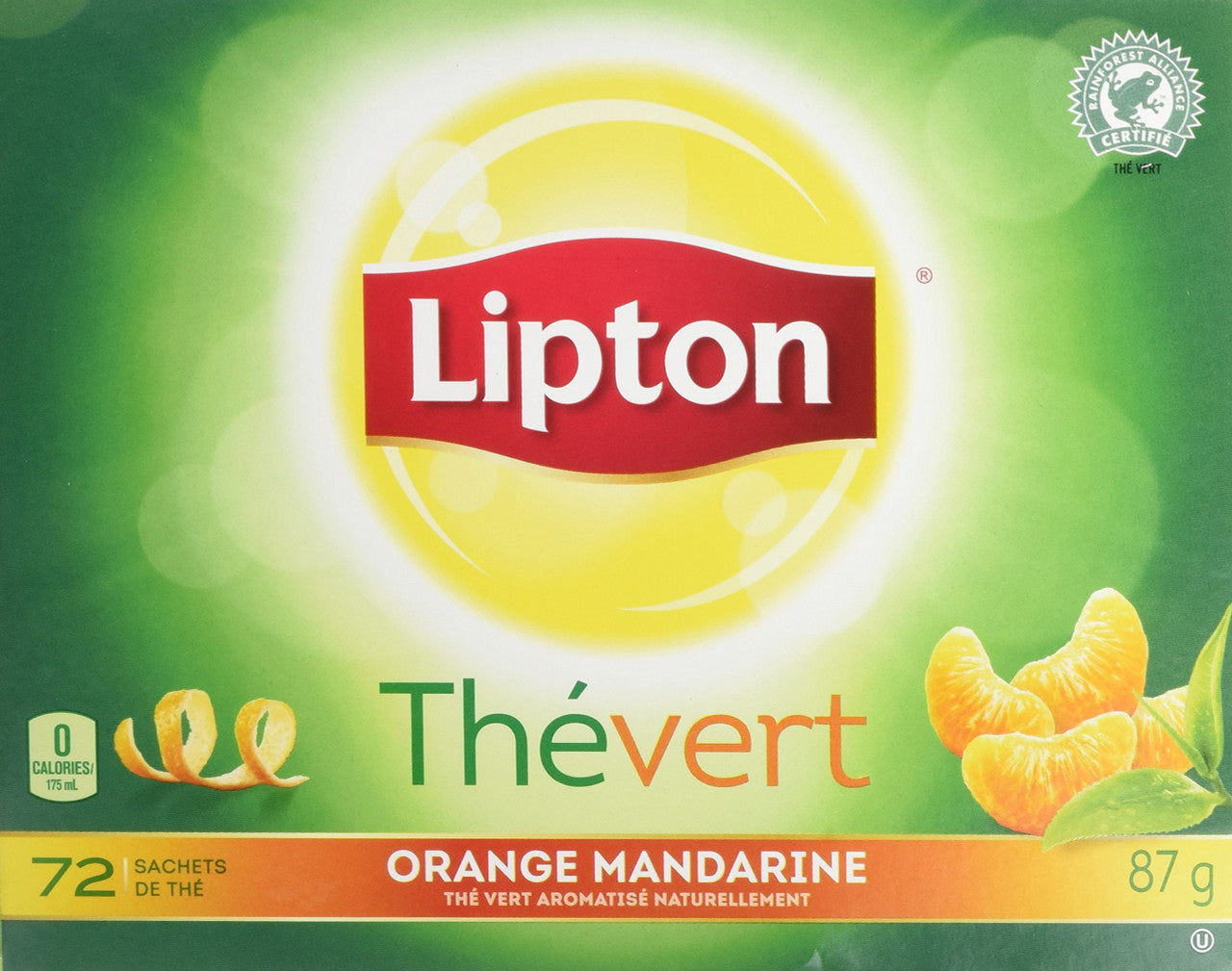 Lipton, Green Tea Orange Mandarin Tea, (72 Tea Bags) 87g, {Imported from Canada}
