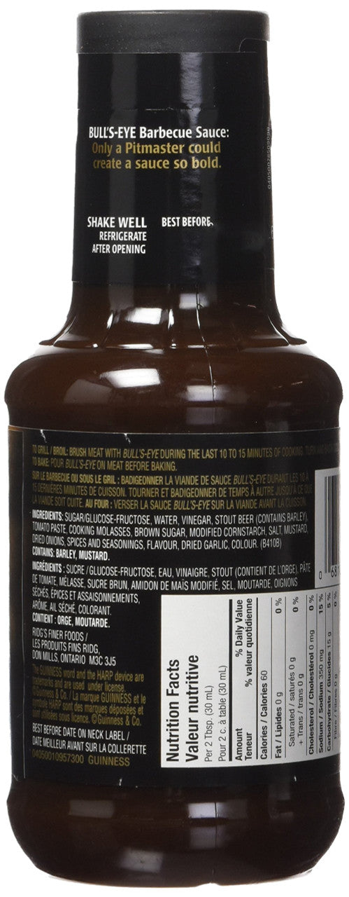 BULL'S-EYE GUINNESS Beer Blend BBQ Sauce,  425ml/14oz, {Imported from Canada}