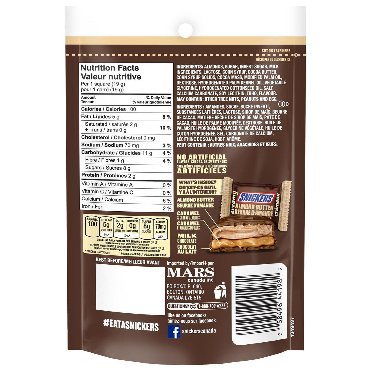 Snickers Creamy Almond Butter Squares, Bag, 152g/5.4 oz., {Imported from Canada}