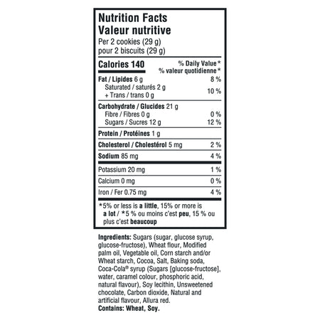 Oreo Coca-Cola Cookies ingredients & nutrition facts