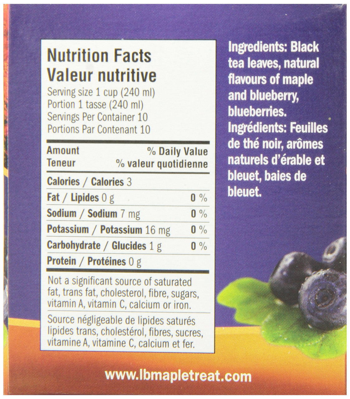 L.B. MAPLE TREAT, Maple Blueberry Herbal Tea,  20g, {Imported from Canada}